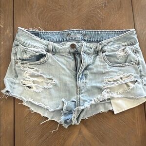 American Eagle Outfitters Ripped Light Wash Jean Shorts